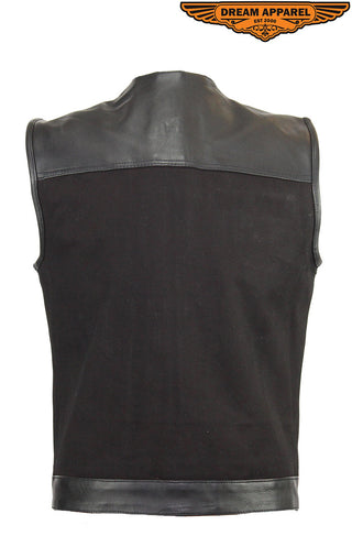 Motorcycle Leather and Canvas Club Vest®
