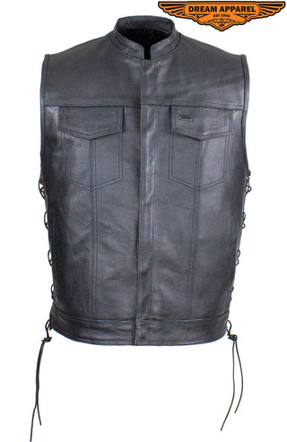 Men's Split Leather Conceal Carry Pocket Vest
