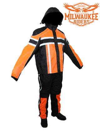 Dream Apparel Black/Orange Textile Two-Piece Rain Suit