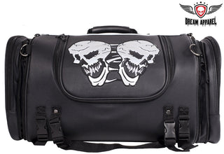 Medium Motorcycle Sissy Bar Bag / Trunk With Skull
