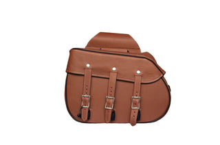 Genuine Premium Naked Brown Leather Concealed Carry Motorcycle Saddlebags