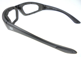 Spider Eyez™ Eva Foam Padded Motorcycle Sunglasses, Shatterproof Polycarbonate Lens, Matte Black