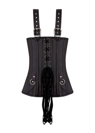 Dream Apparel Leather Ladies Bustier Top Brown